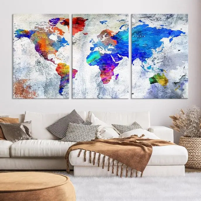 World Map Wall Art Canvas Print 