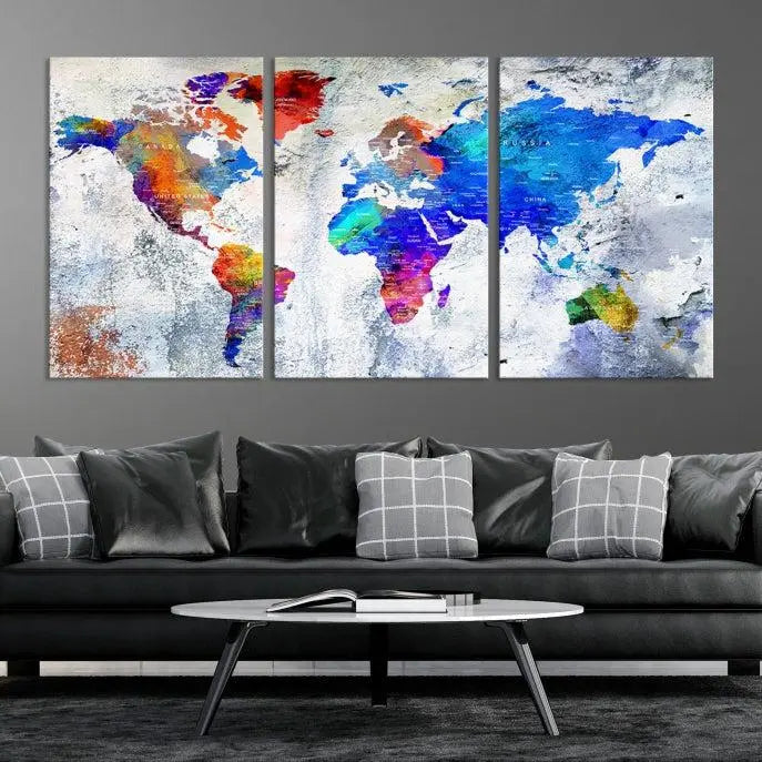 World Map Wall Art Canvas Print 