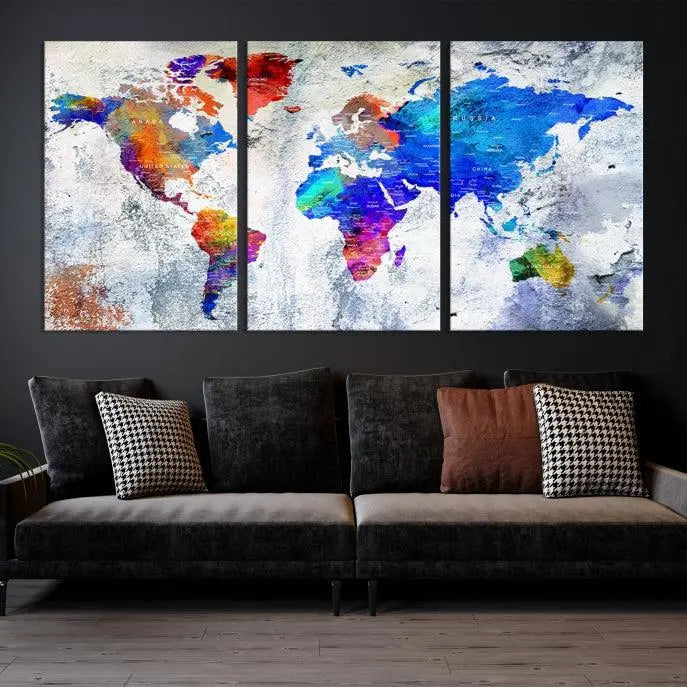 World Map Wall Art Canvas Print 