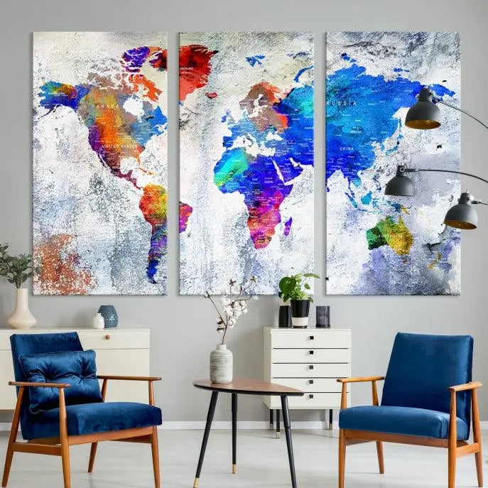 World Map Wall Art Canvas Print 