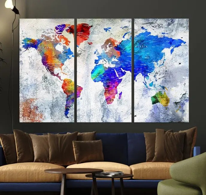 World Map Wall Art Canvas Print 