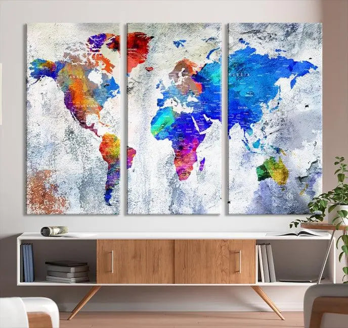 World Map Wall Art Canvas Print 