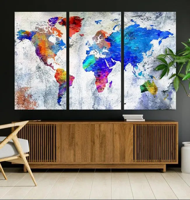 World Map Wall Art Canvas Print 