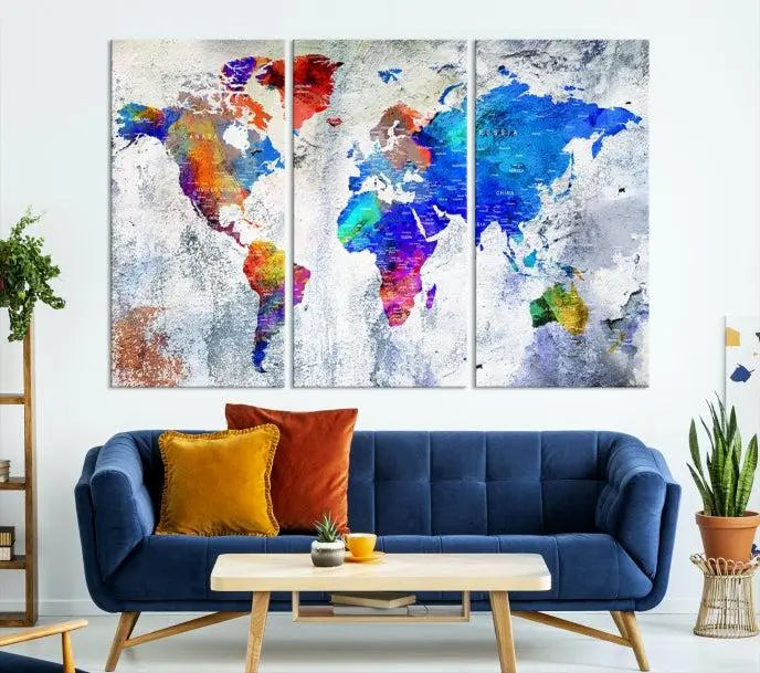 World Map Wall Art Canvas Print 