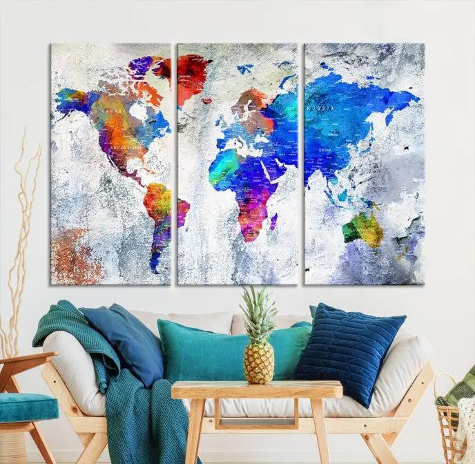 World Map Wall Art Canvas Print 