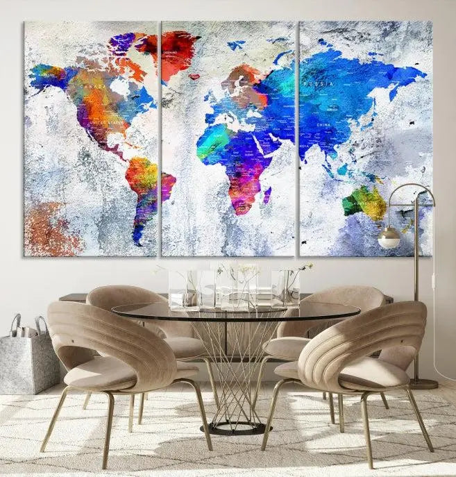 World Map Wall Art Canvas Print 