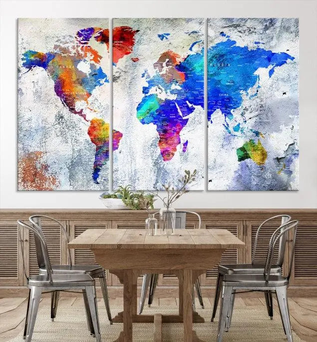 World Map Wall Art Canvas Print 