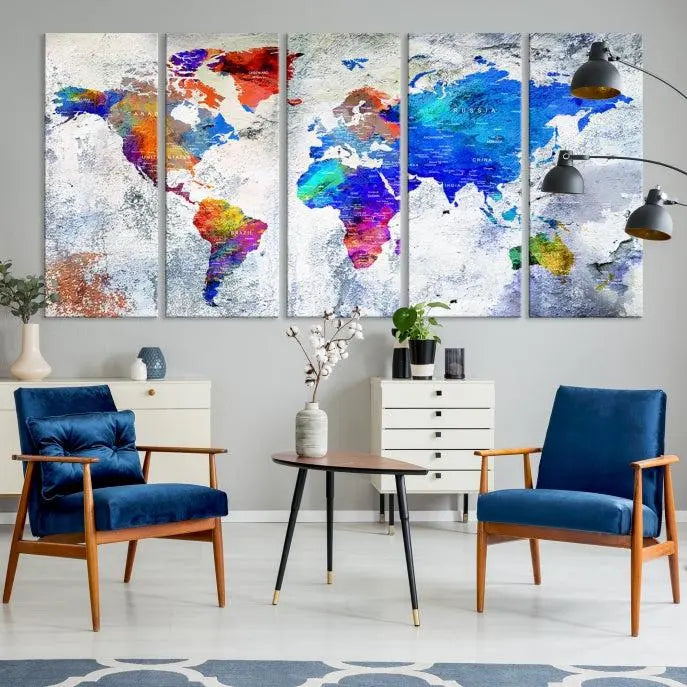 World Map Wall Art Canvas Print 