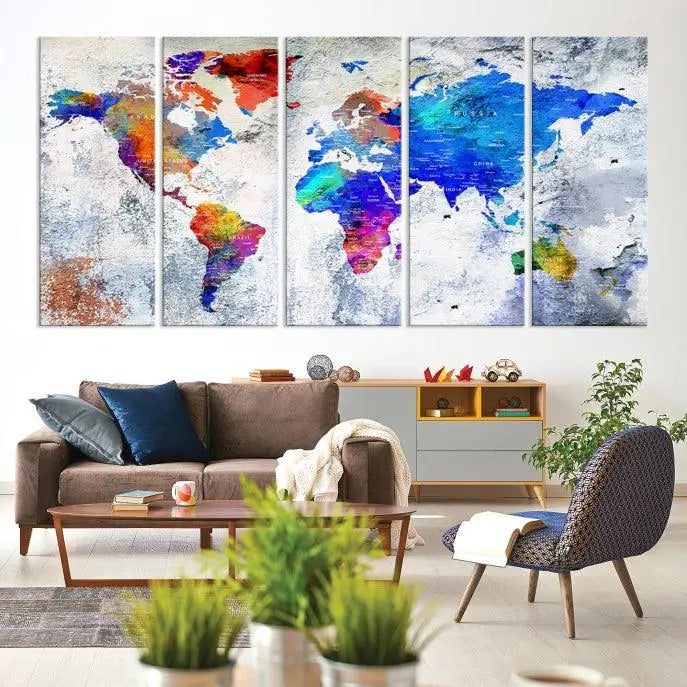 World Map Wall Art Canvas Print 