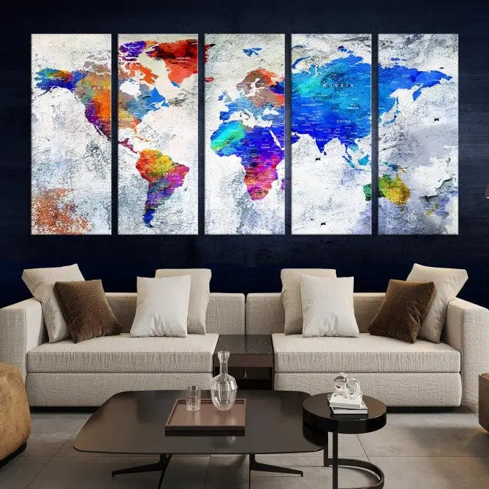 World Map Wall Art Canvas Print 