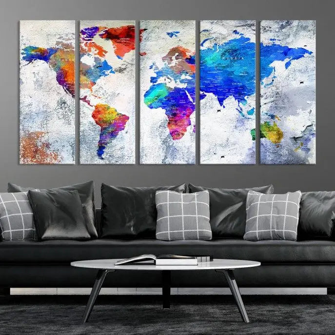 World Map Wall Art Canvas Print 