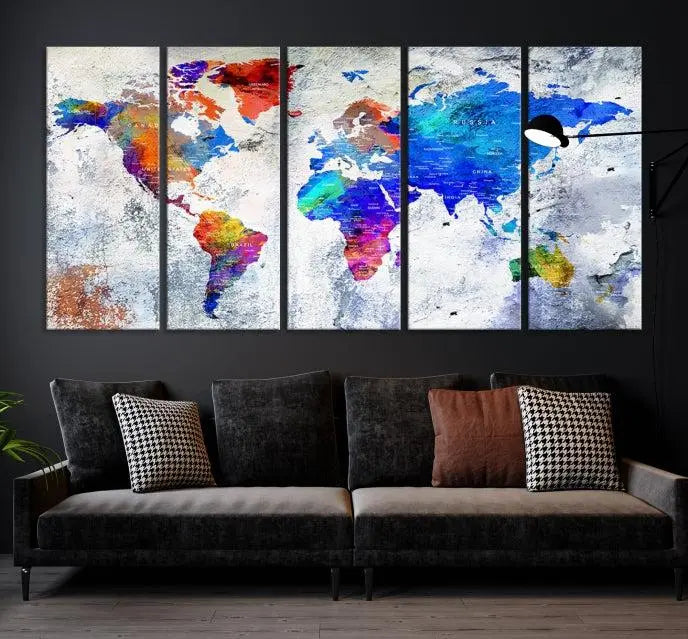 World Map Wall Art Canvas Print 