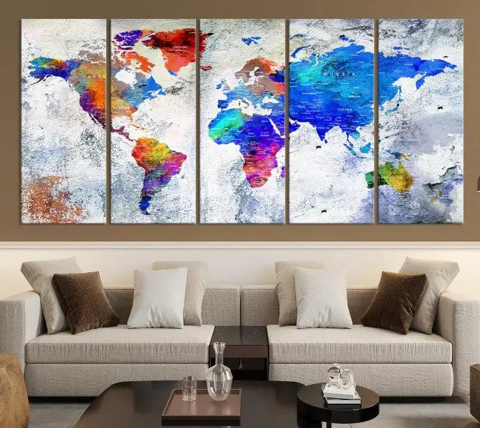 World Map Wall Art Canvas Print 