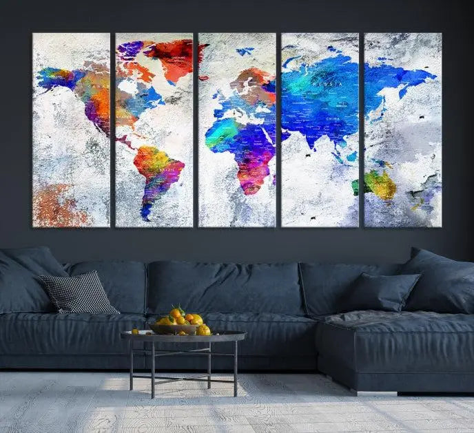 World Map Wall Art Canvas Print 