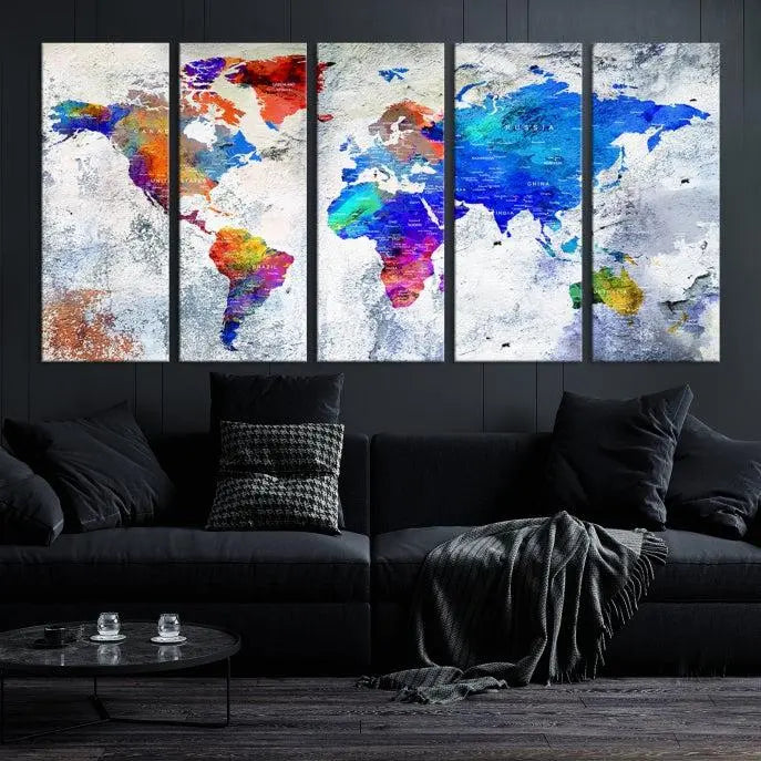 World Map Wall Art Canvas Print 