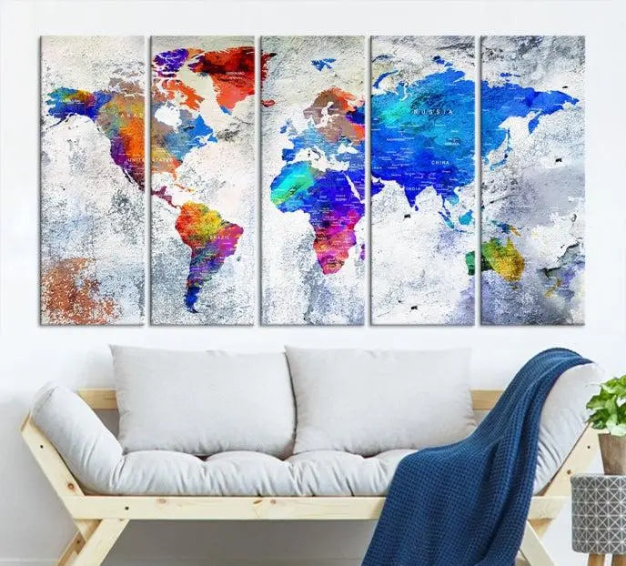 World Map Wall Art Canvas Print 