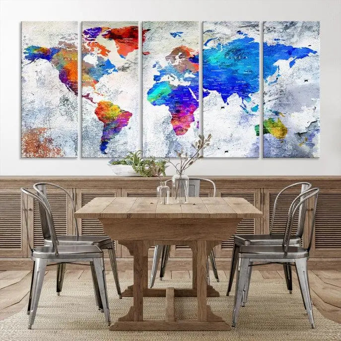 World Map Wall Art Canvas Print 