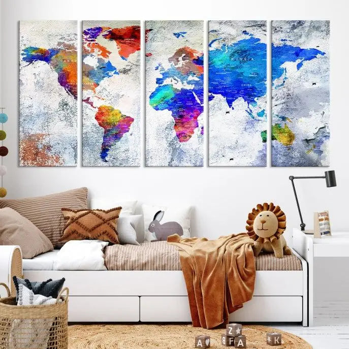 World Map Wall Art Canvas Print 