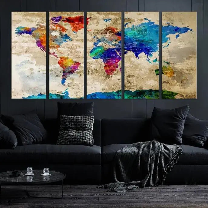 World Map Wall Art Canvas Print 