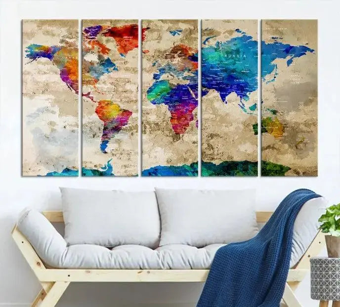 World Map Wall Art Canvas Print 