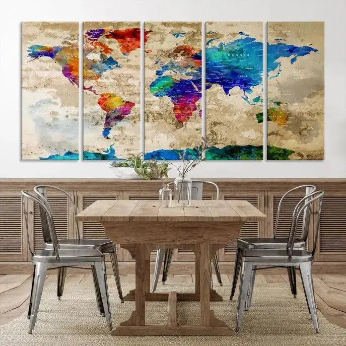 World Map Wall Art Canvas Print 