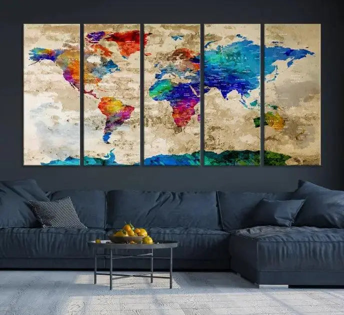 World Map Wall Art Canvas Print 