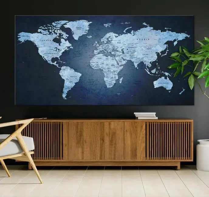 World Map Wall Art Canvas Print 