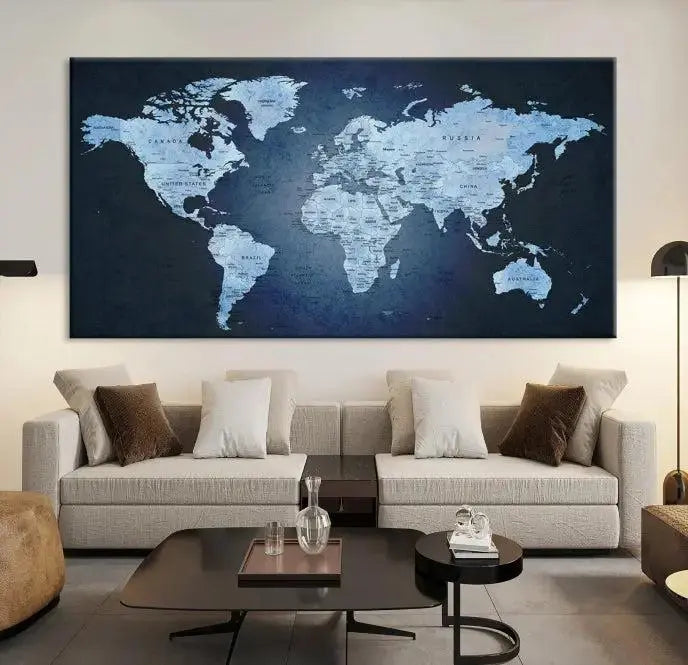 World Map Wall Art Canvas Print 