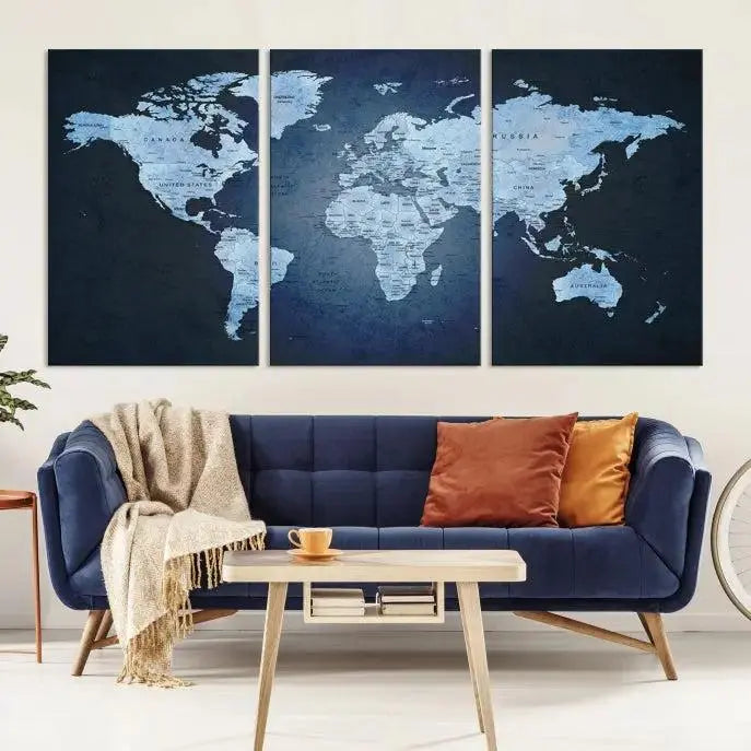 World Map Wall Art Canvas Print 