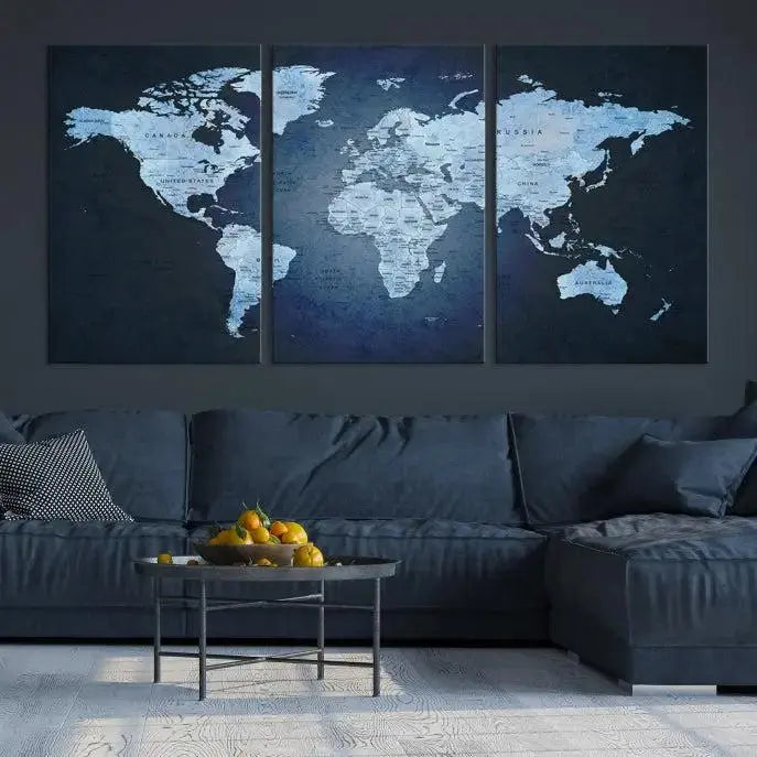 World Map Wall Art Canvas Print 