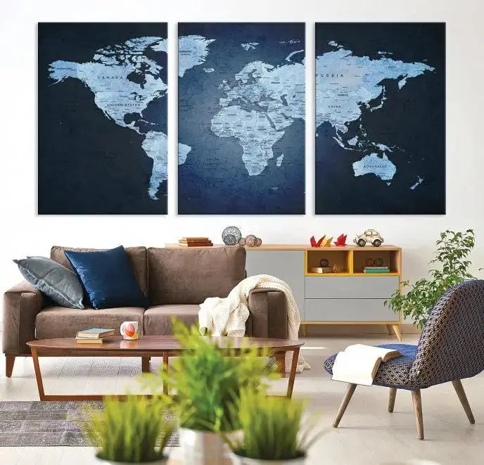 World Map Wall Art Canvas Print 