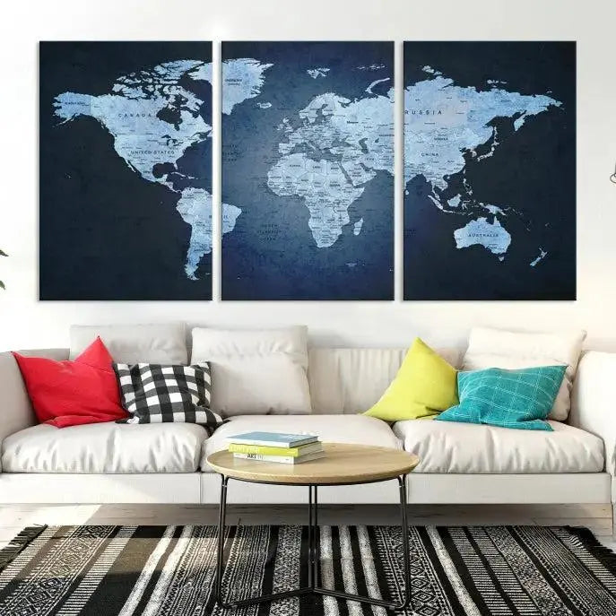 World Map Wall Art Canvas Print 