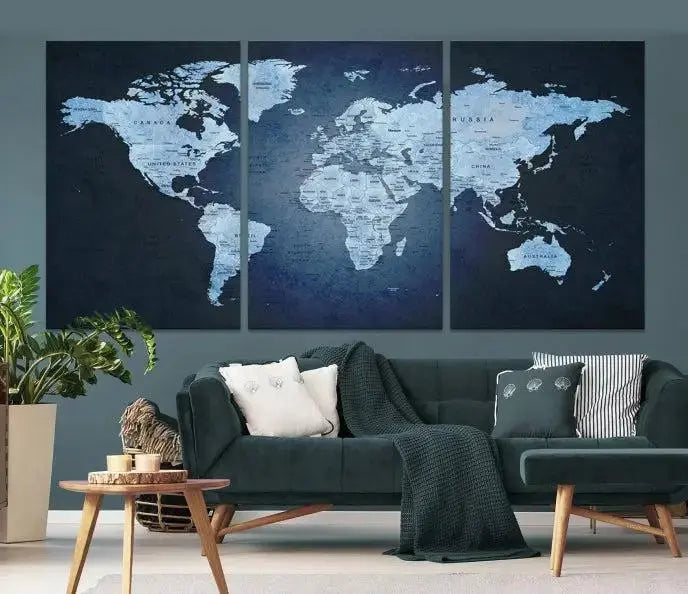 World Map Wall Art Canvas Print 