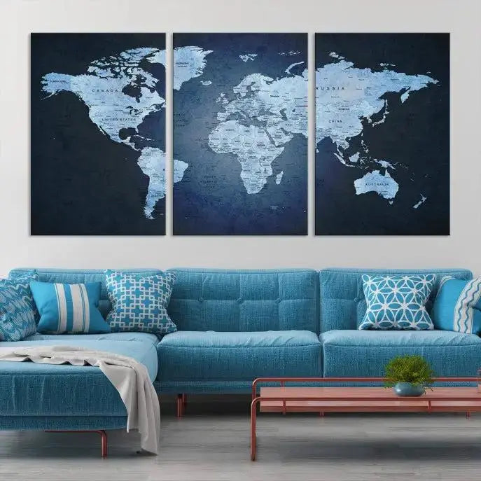 World Map Wall Art Canvas Print 