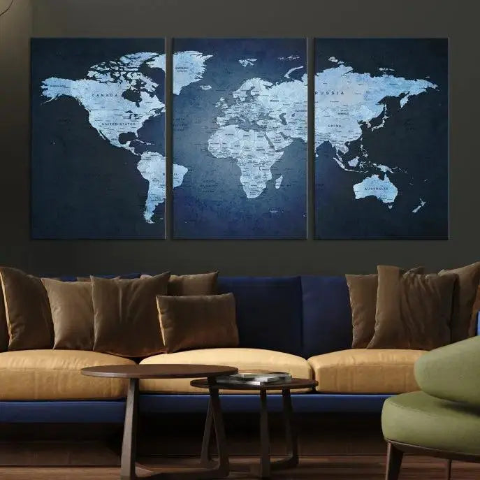 World Map Wall Art Canvas Print 