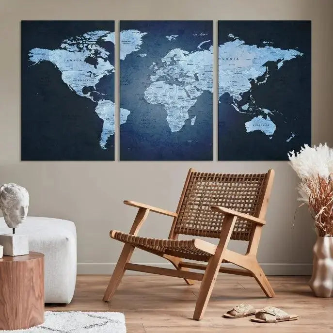 World Map Wall Art Canvas Print 