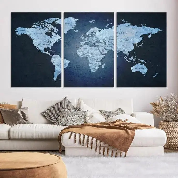 World Map Wall Art Canvas Print 