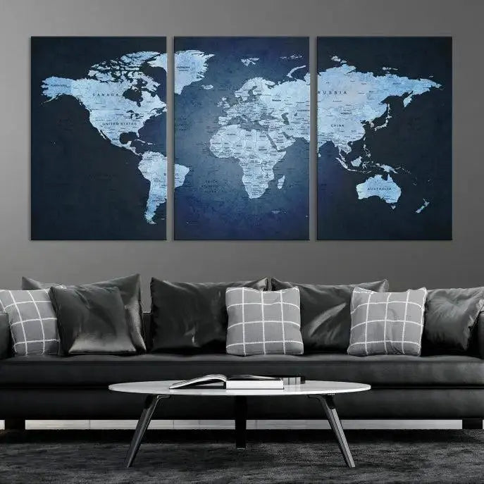 World Map Wall Art Canvas Print 