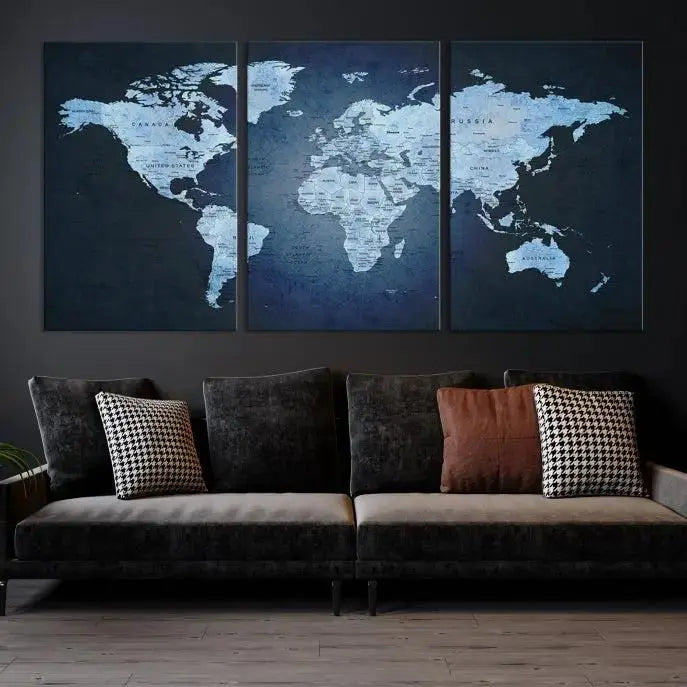 World Map Wall Art Canvas Print 