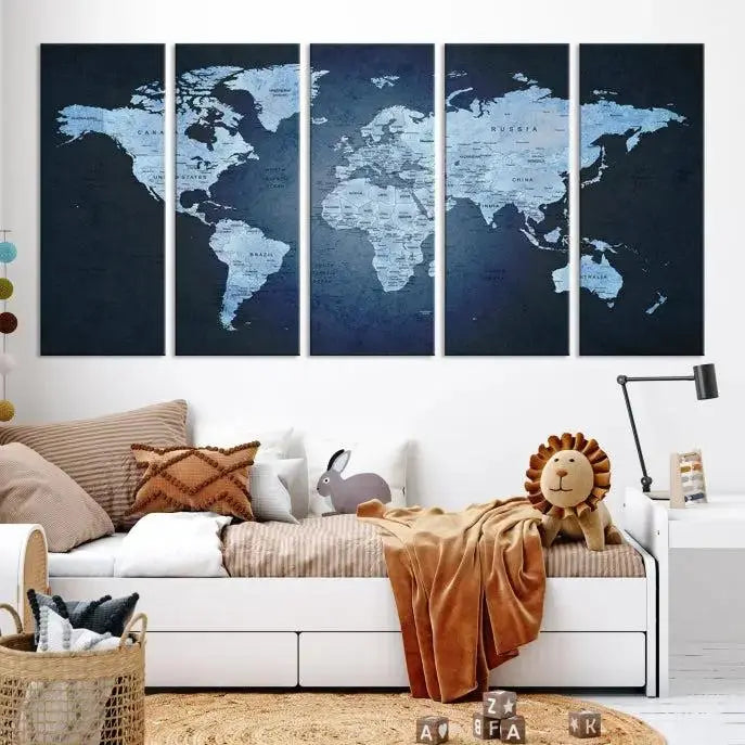 World Map Wall Art Canvas Print 