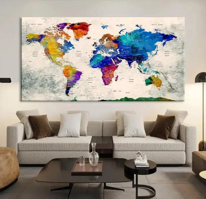 World Map Wall Art Canvas Print 