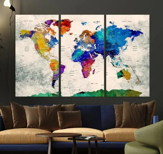 World Map Wall Art Canvas Print 