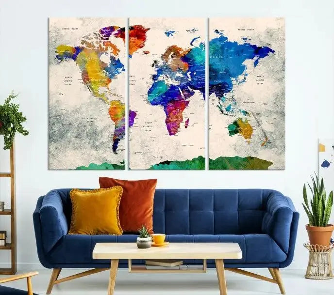 World Map Wall Art Canvas Print 