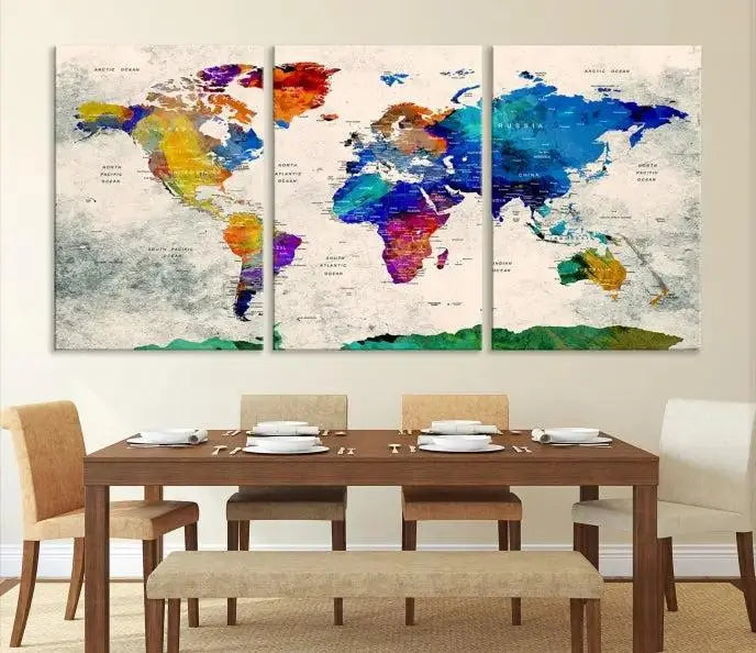 World Map Wall Art Canvas Print 