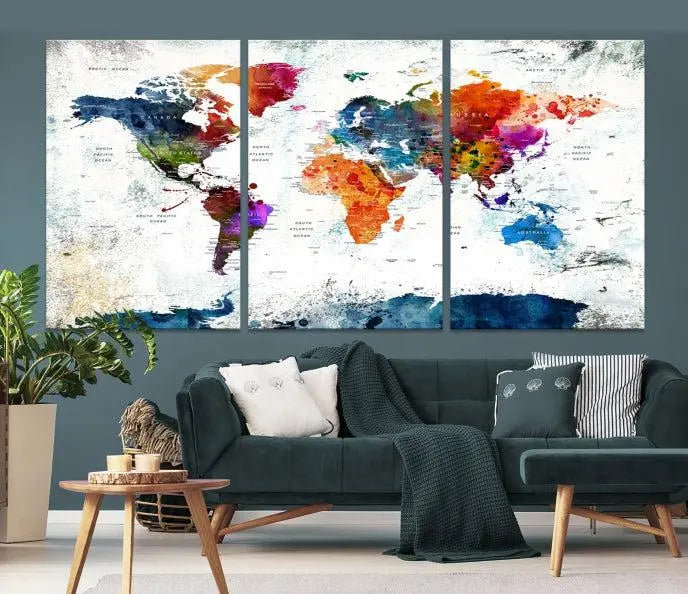 World Map Wall Art Canvas Print 