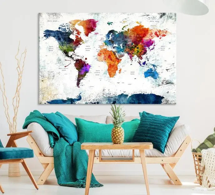 World Map Wall Art Canvas Print 