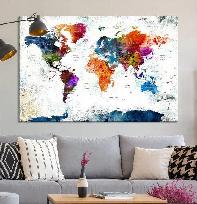 World Map Wall Art Canvas Print 