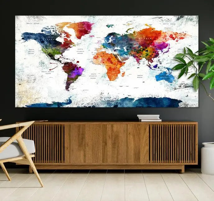 World Map Wall Art Canvas Print 