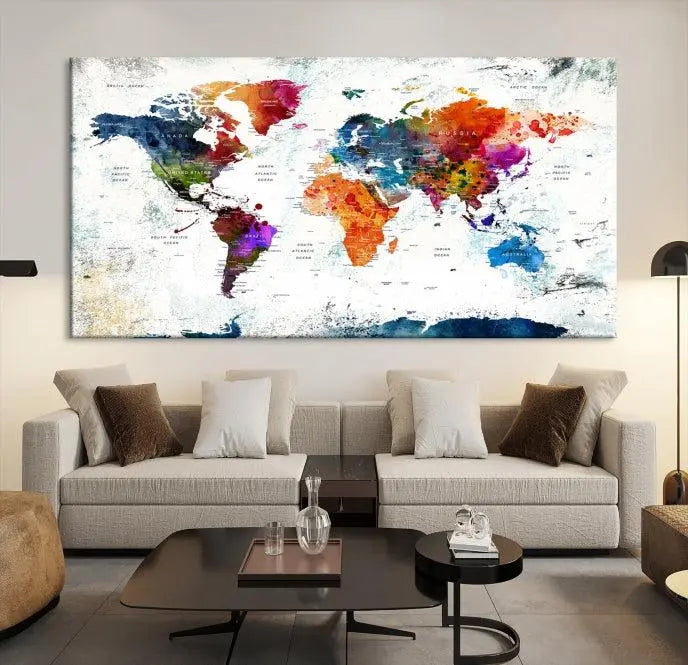 World Map Wall Art Canvas Print 