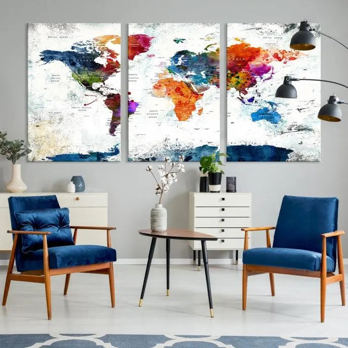 World Map Wall Art Canvas Print 